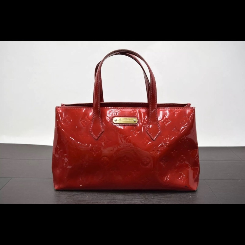 Auth Louis Vuitton Hand Bag Wilshire PM Red Vernis
